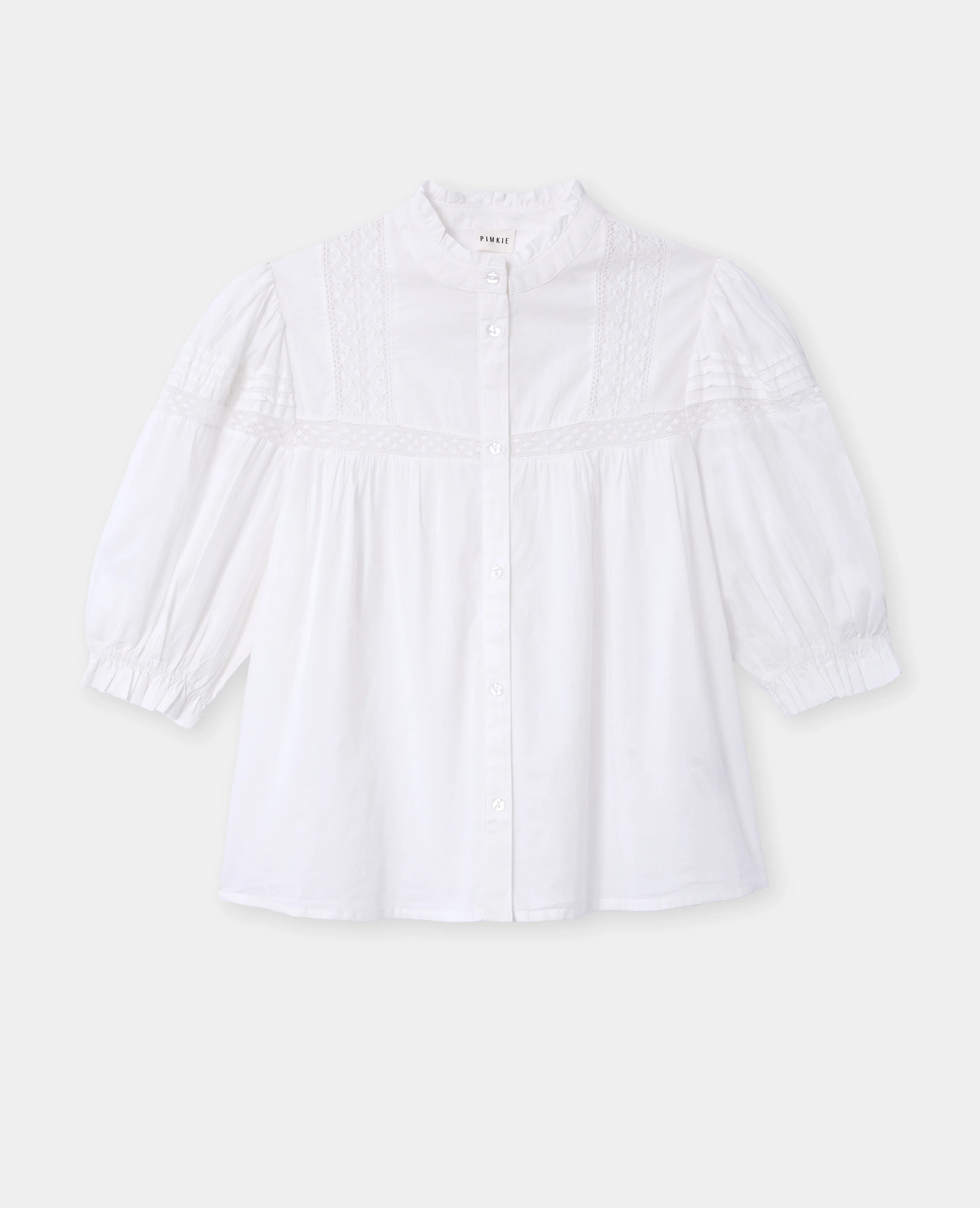 Blouse avec dentelle manches courtes ballons - Image 4