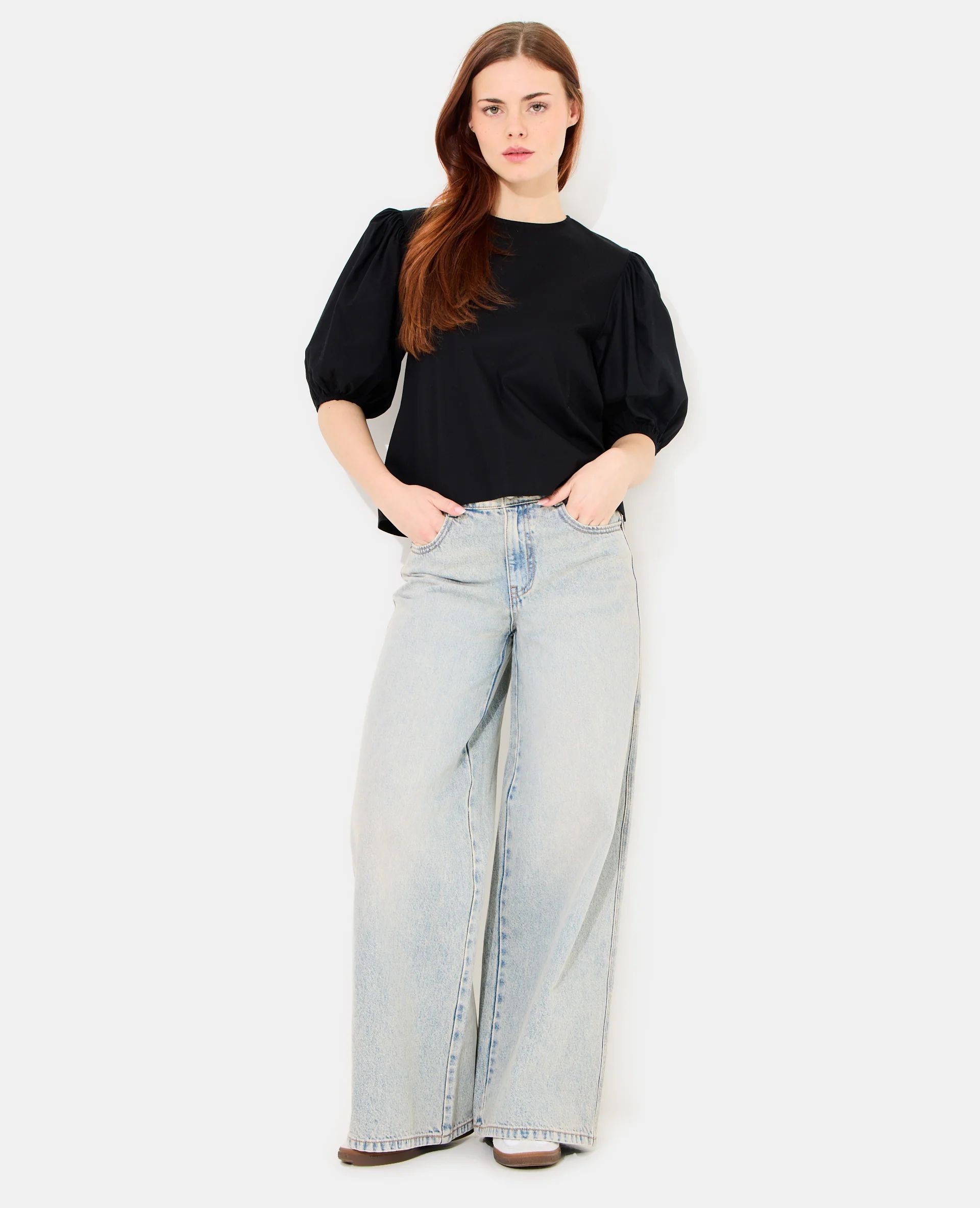 Blouse col rond avec manches ballons - Image 3