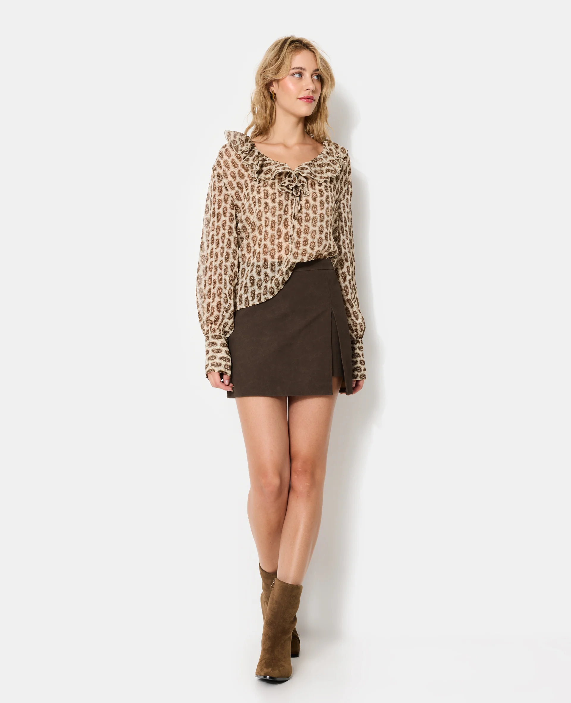 Blouse en voile avec volants motif cachemire - Image 3