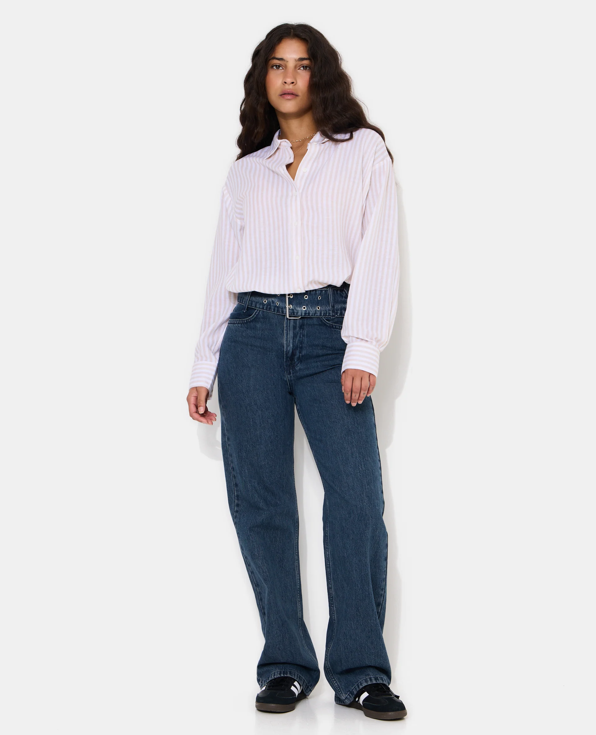Chemise oversize avec lin motif rayures - Image 3