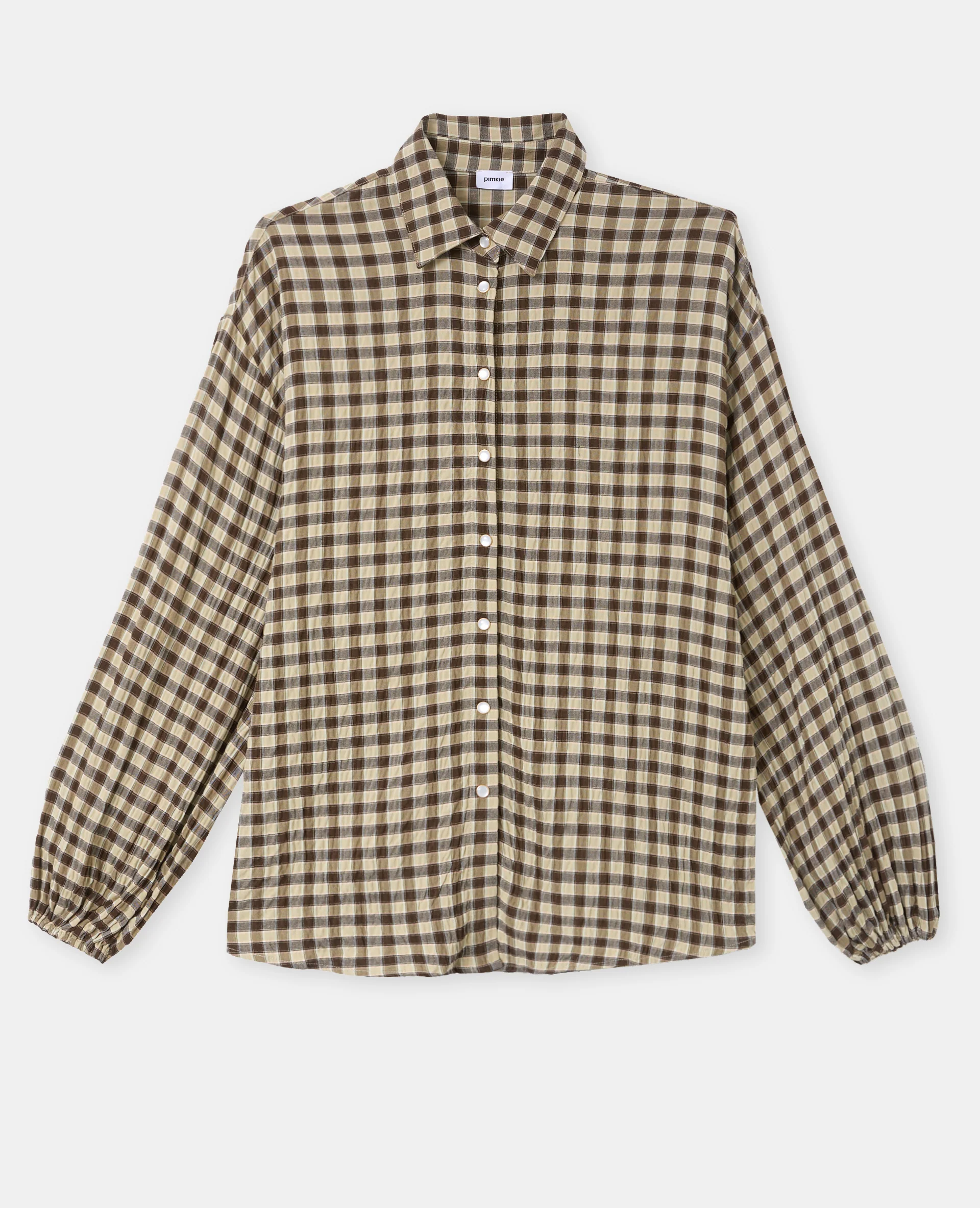Chemise oversize en tissu gaufré motif carreaux - Image 4