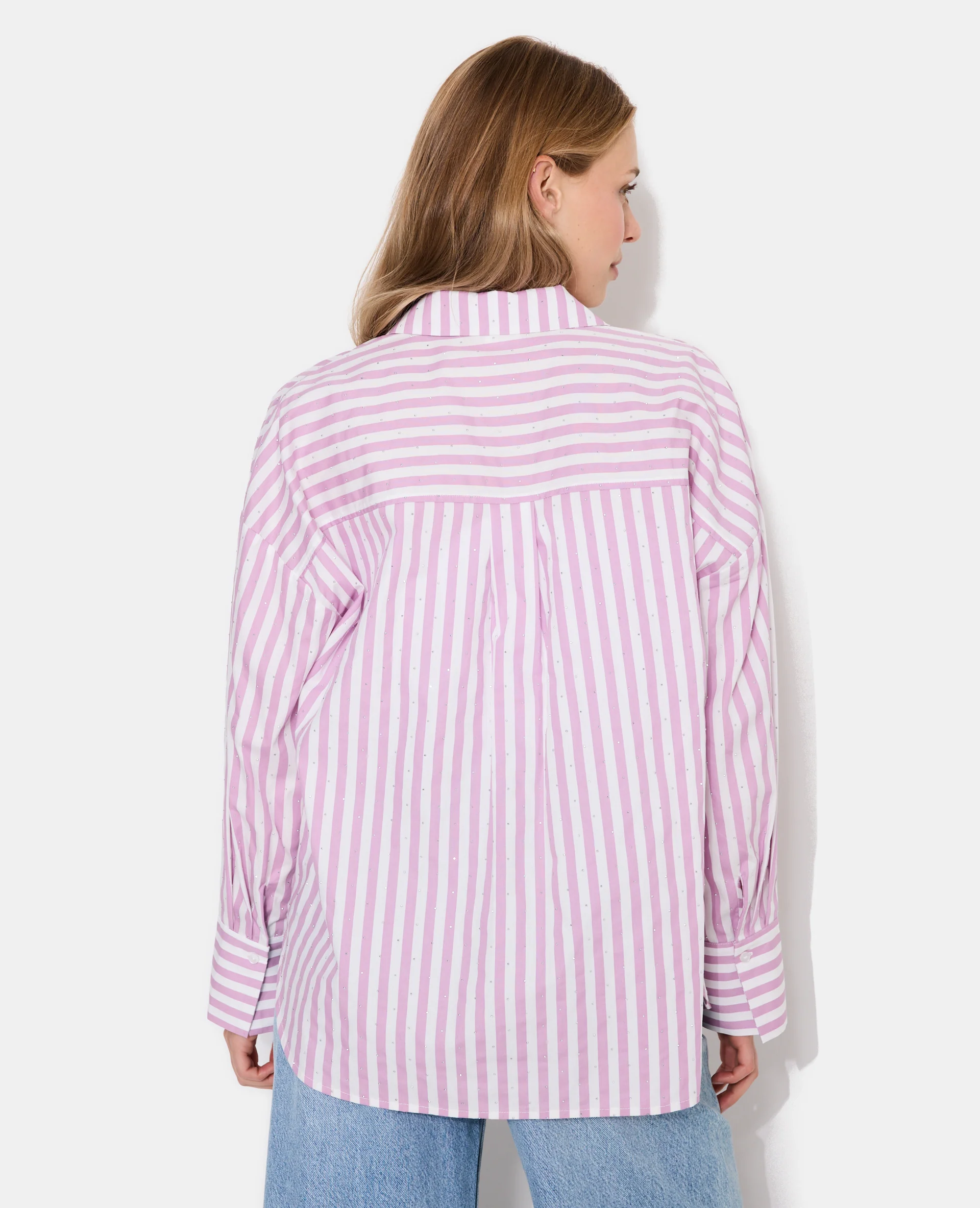 Chemise oversize rayée avec strass - Image 6