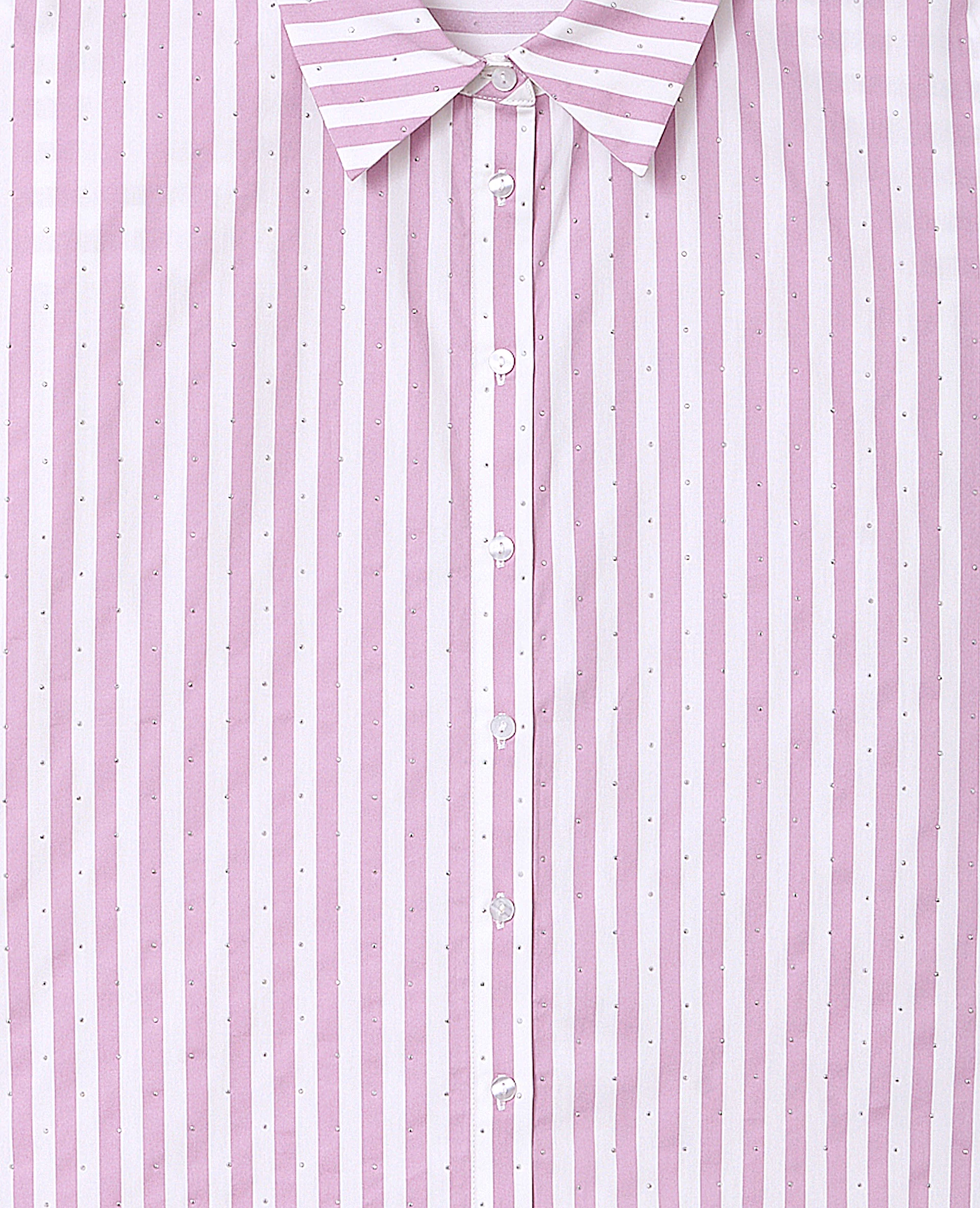 Chemise oversize rayée avec strass - Image 9
