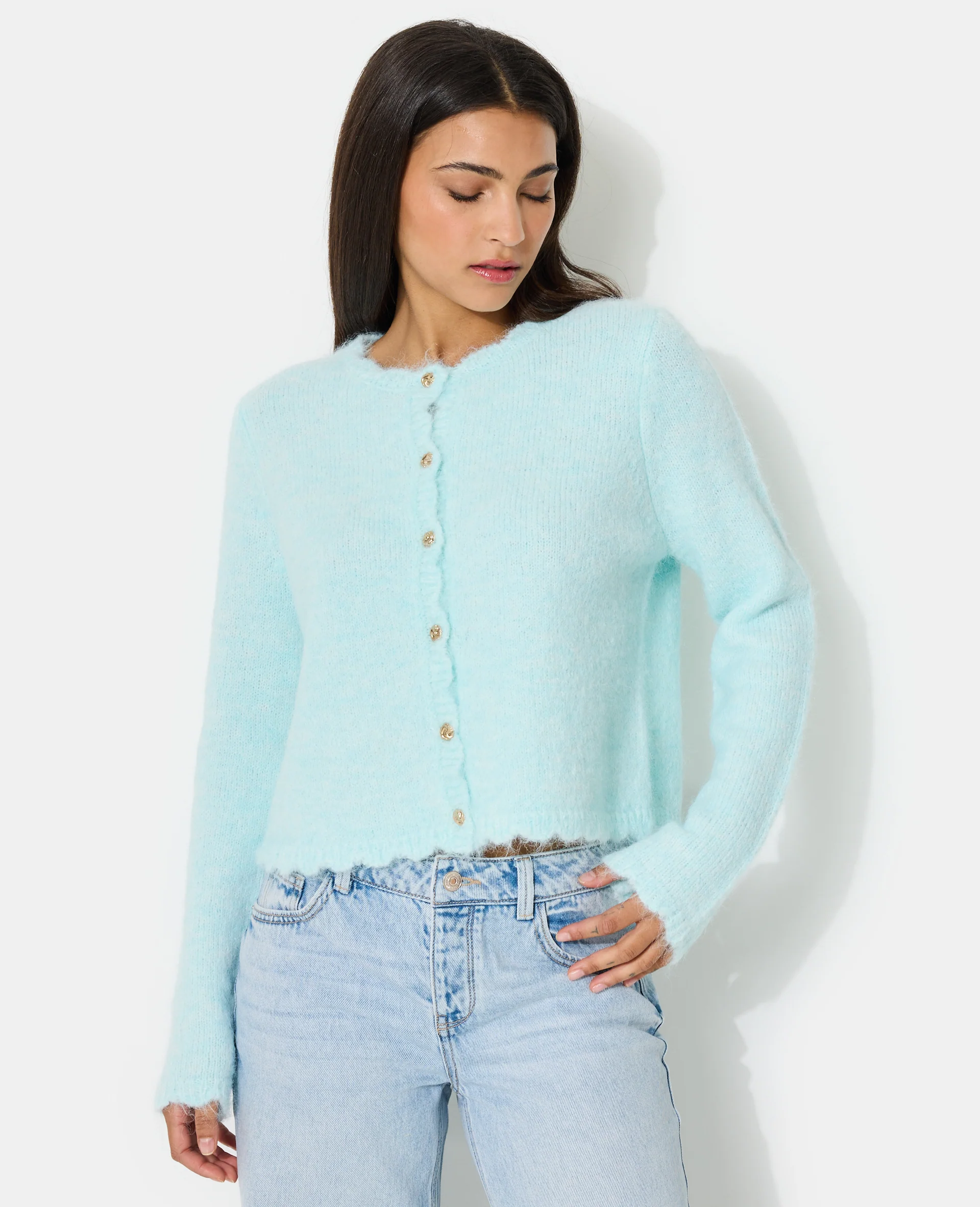 Gilet col rond avec boutons bijoux - Image 7