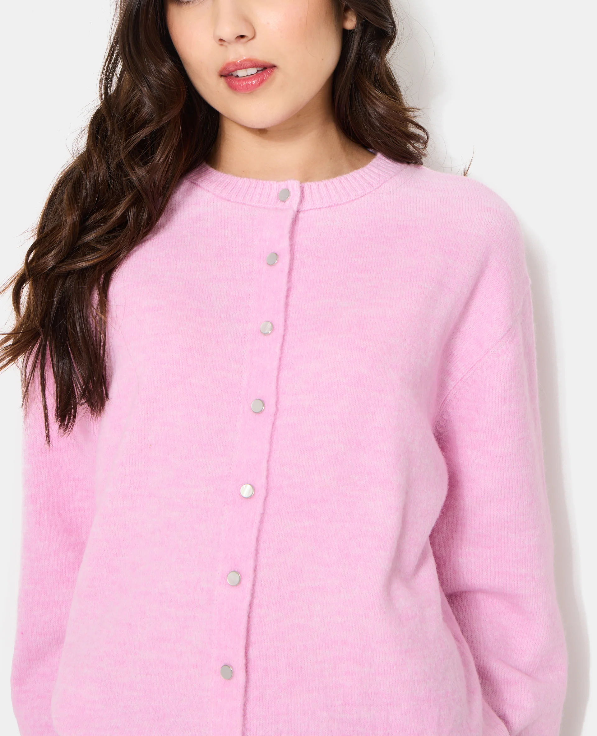 Gilet col rond avec boutons effet nacre - Image 2