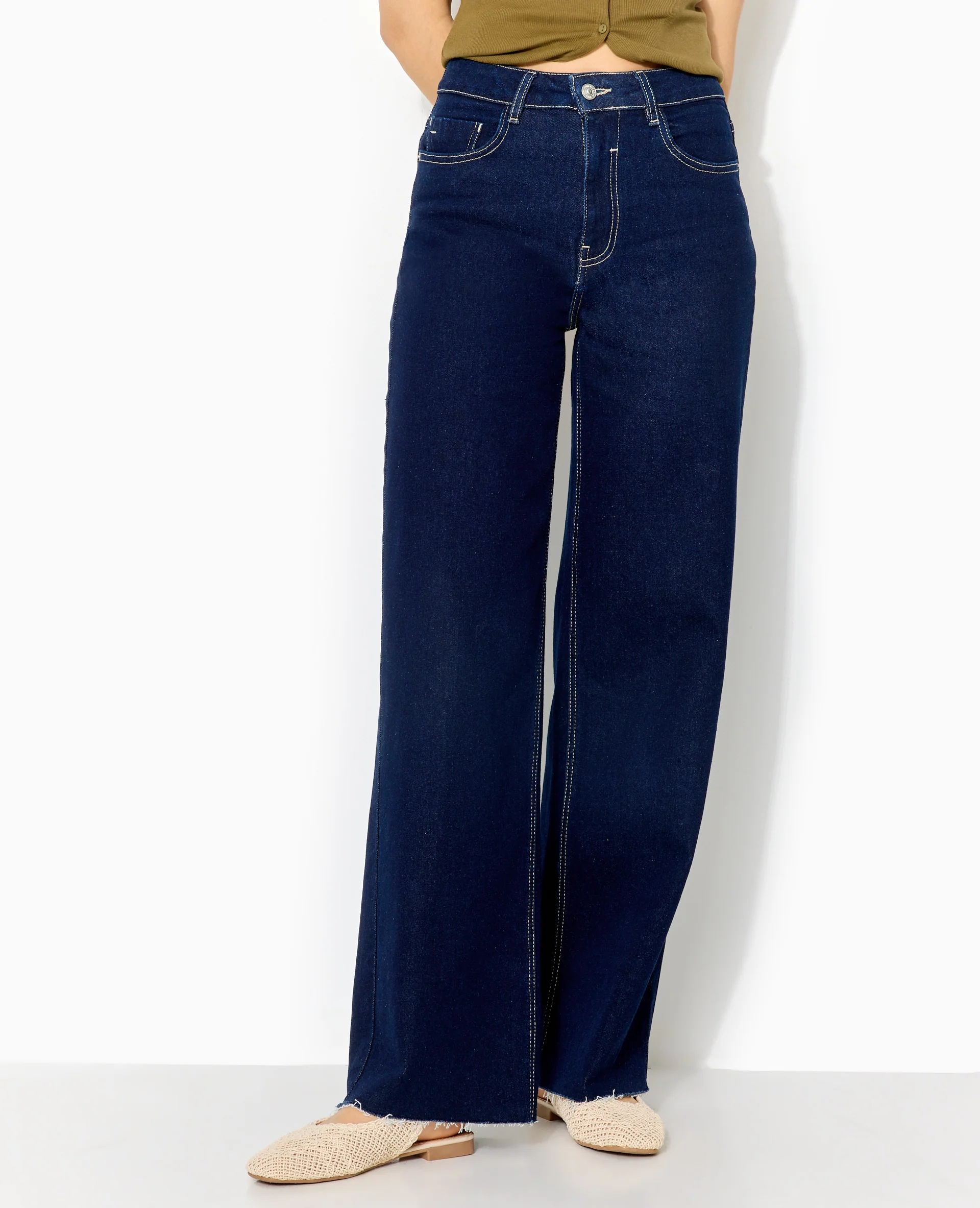 J71-1 / Jean wide taille haute bas coupés - Image 5