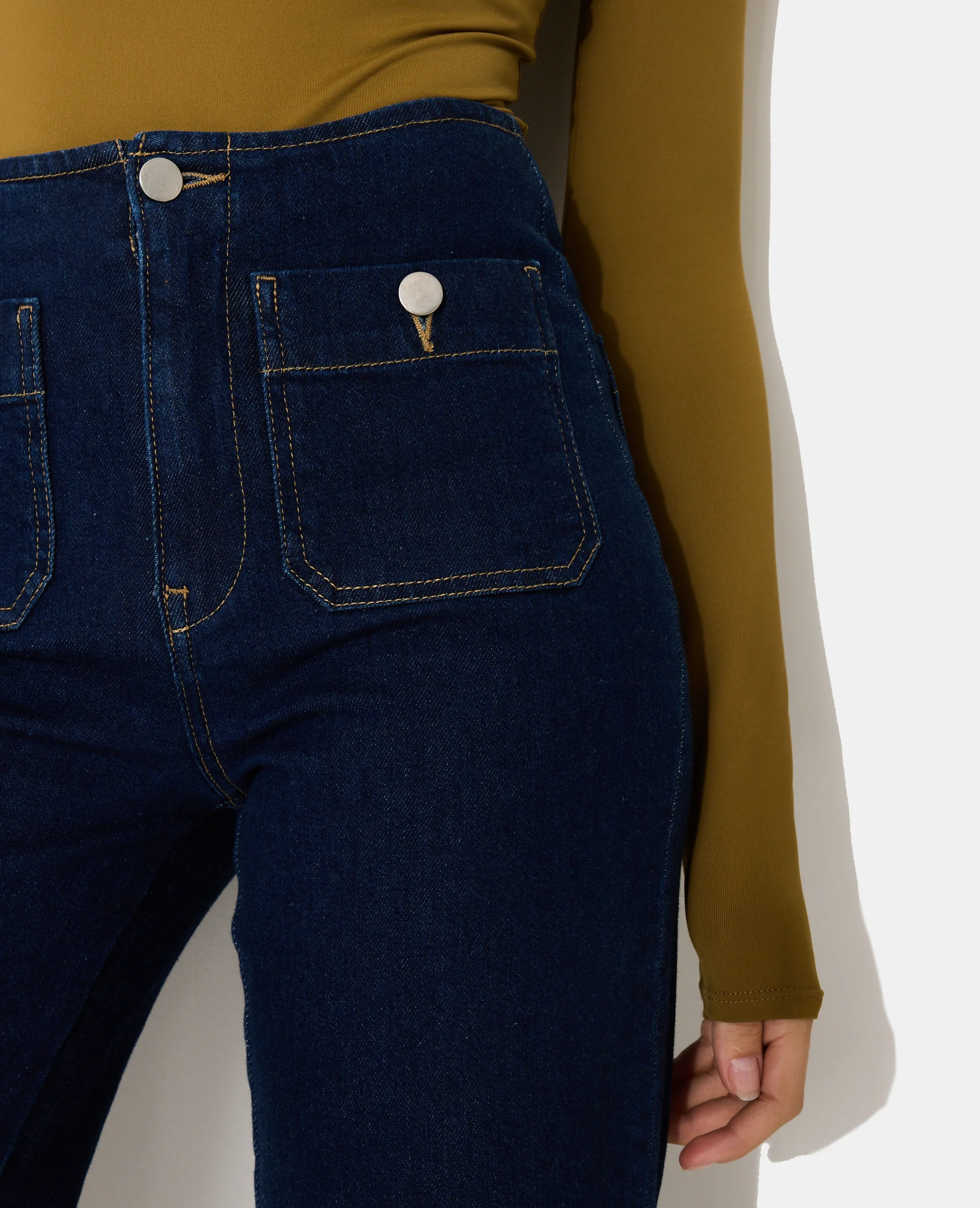 Jean wide taille haute avec poches plaquées - Image 3