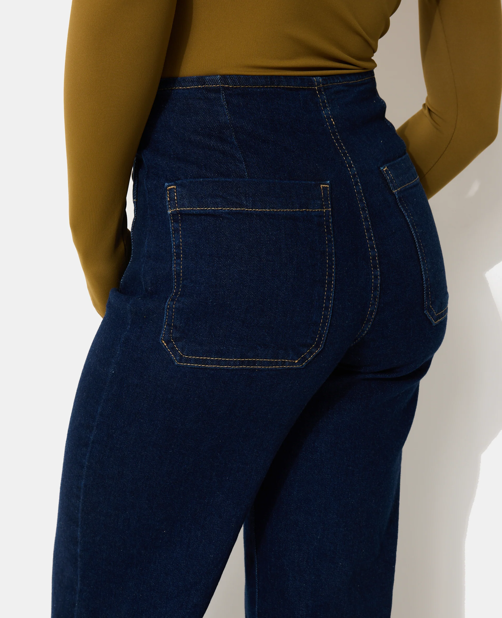 Jean wide taille haute avec poches plaquées - Image 8