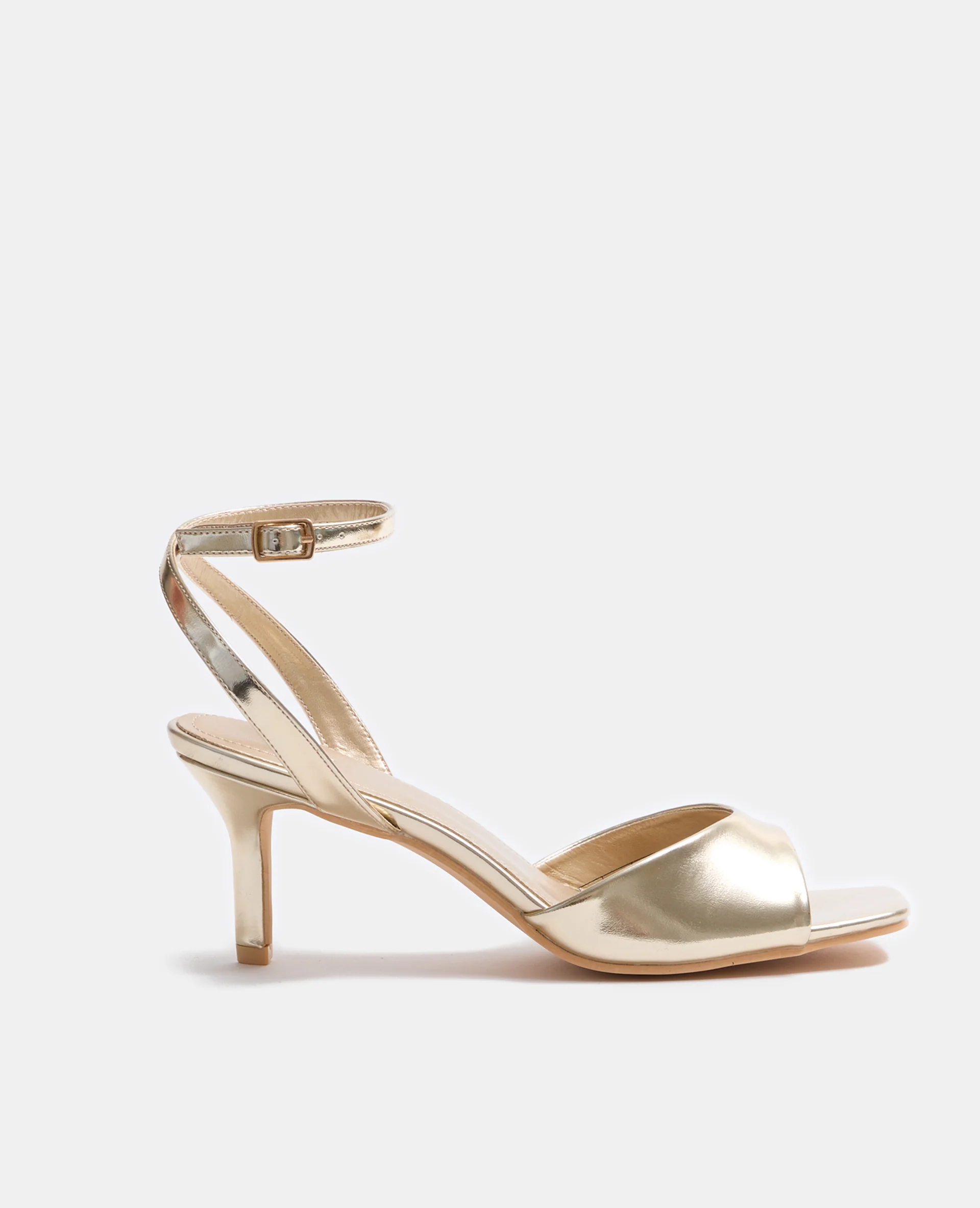 Paire de sandales à talon en simili doré