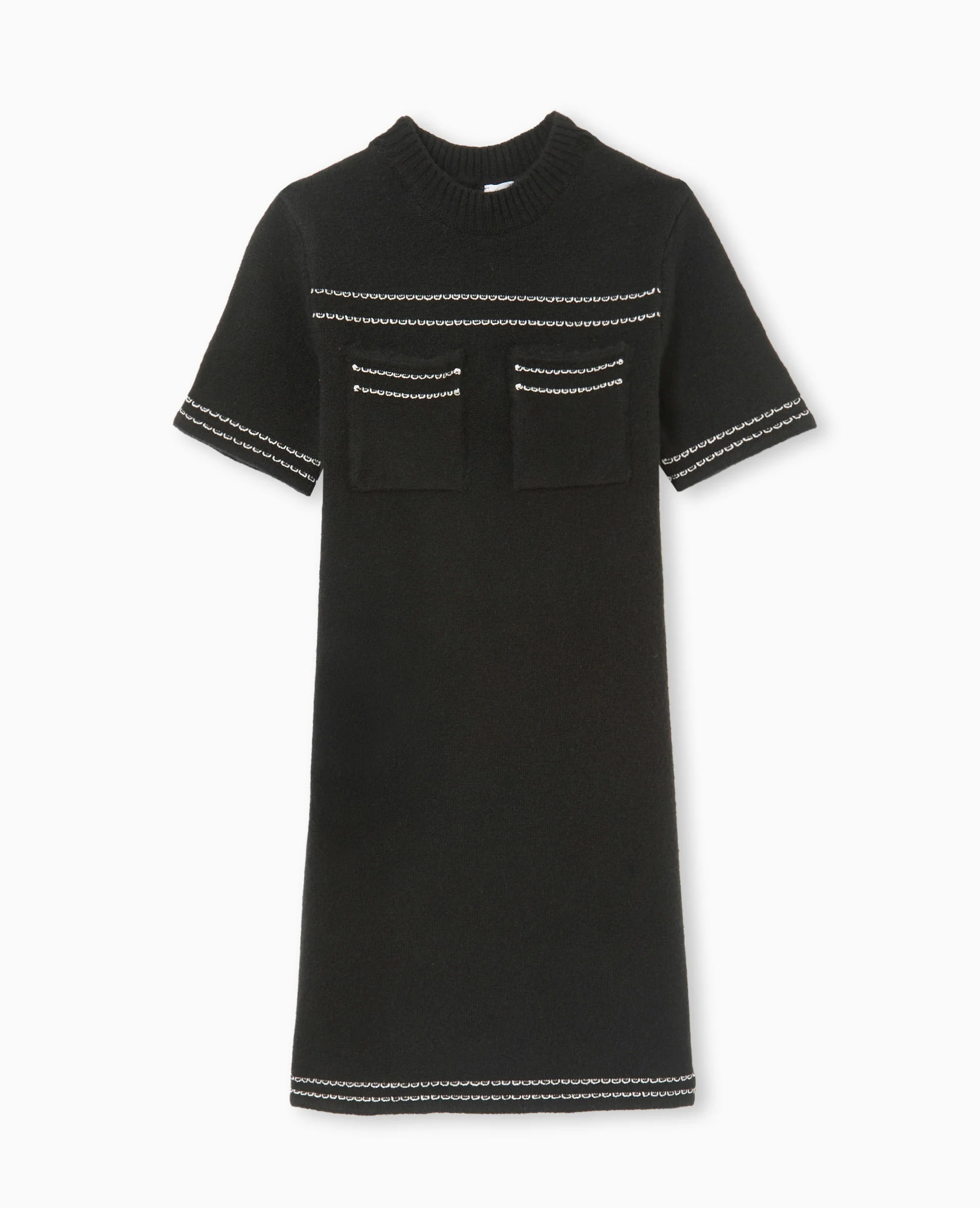 Robe courte en maille avec détails contrastés - Image 4
