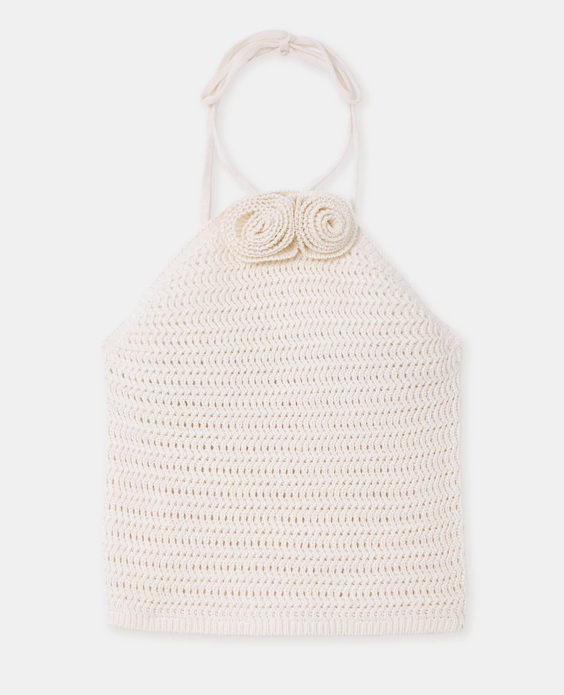Top dos-nu en maille ajourée avec fleurs - Image 4