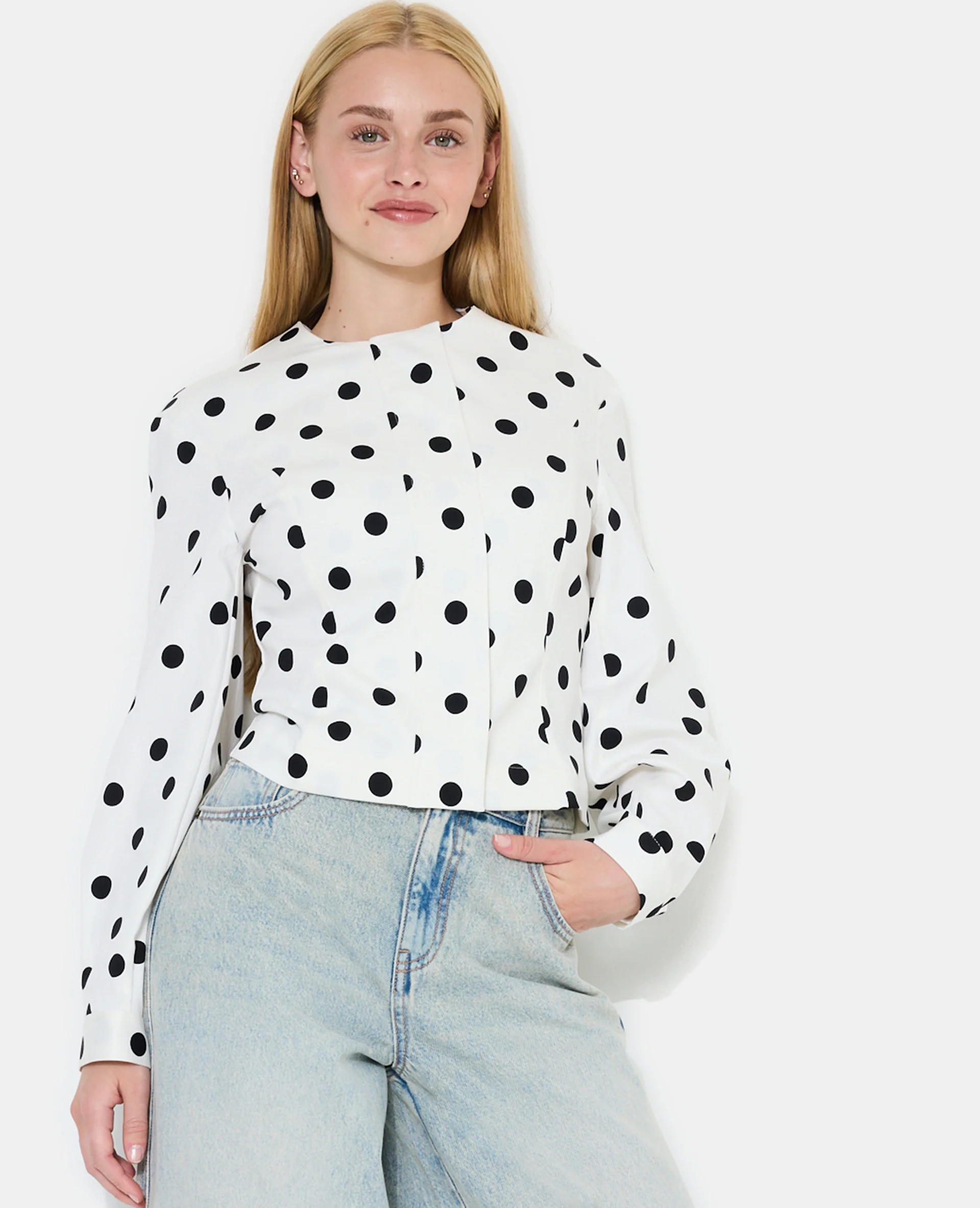 Veste cintrée col rond motif pois - Image 2