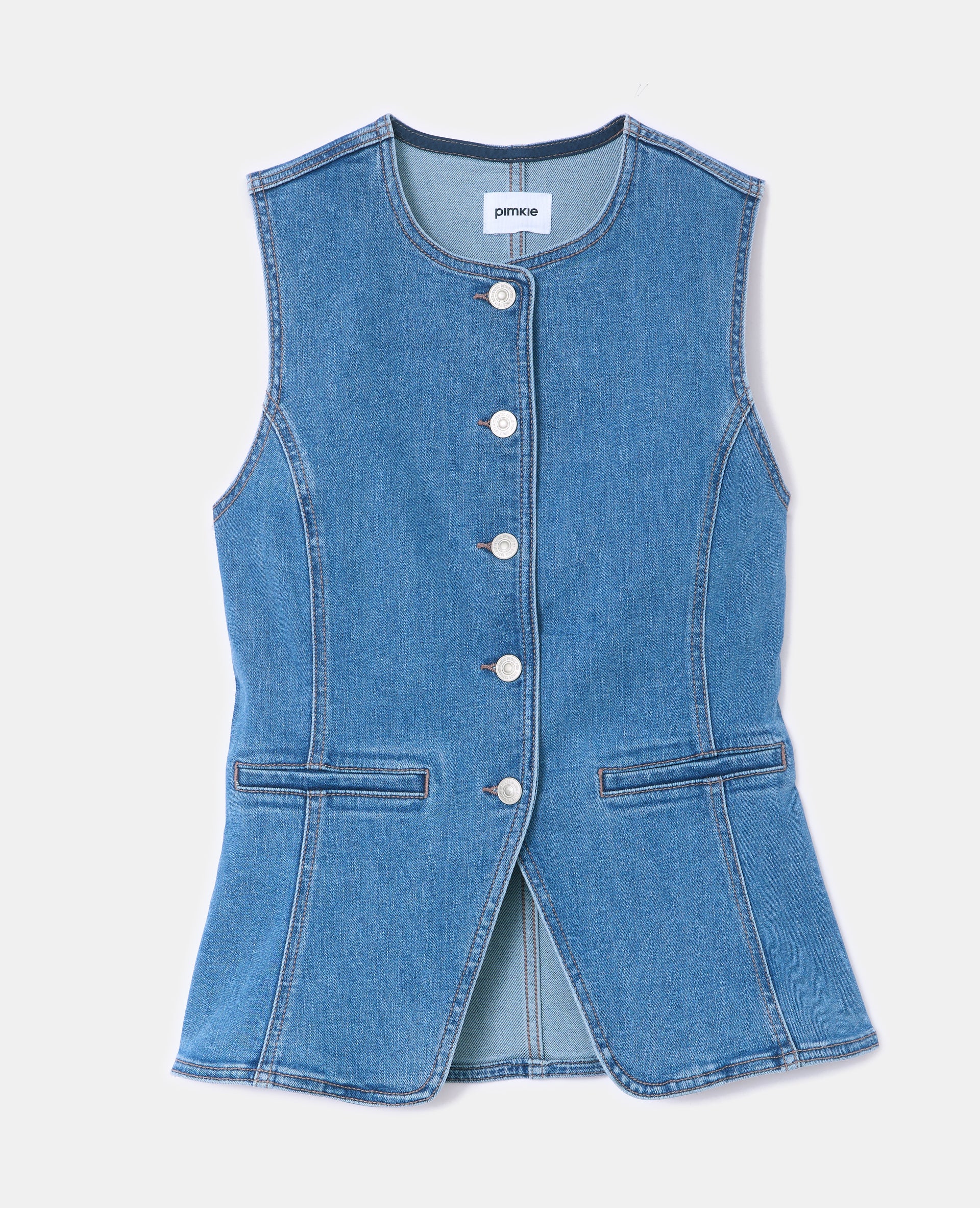 Veste sans manches en jean façon gilet barman - Image 4