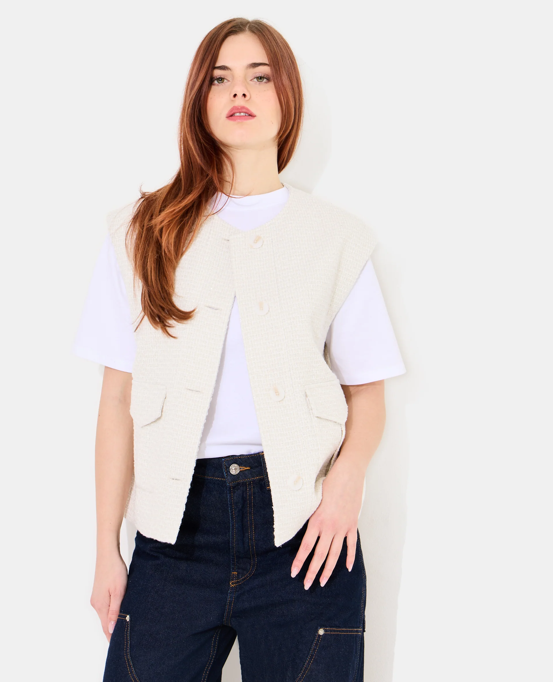 Veste sans manches en tweed avec lurex - Image 5